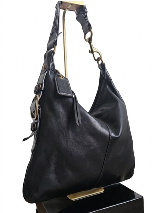 Coach Handbags - ​Coach XL Bleecker Black Burnished Leather Felicia Hobo Bag 11424 Tattersall EUC
